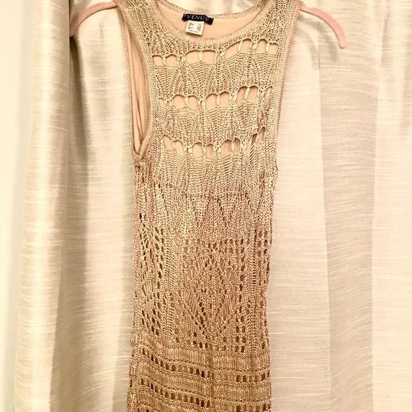 Gold Metallic Crochet Maxi Dress (New w/o tags) - Picture 1 of 5
